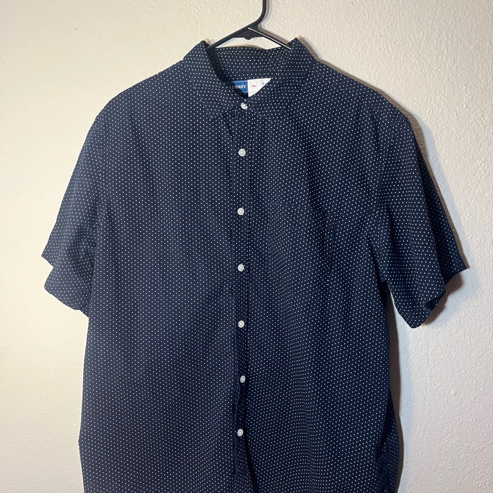 Old Navy Blue Polka Dot Shirt - XL